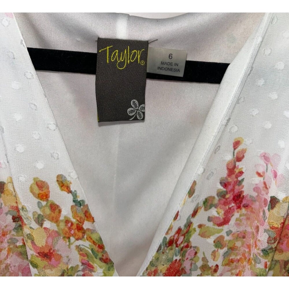 Women's Taylor Floral Striped Swiss-Dot Chiffon Cottagecore Maxi Dress Size 6 - Picture 6 of 8